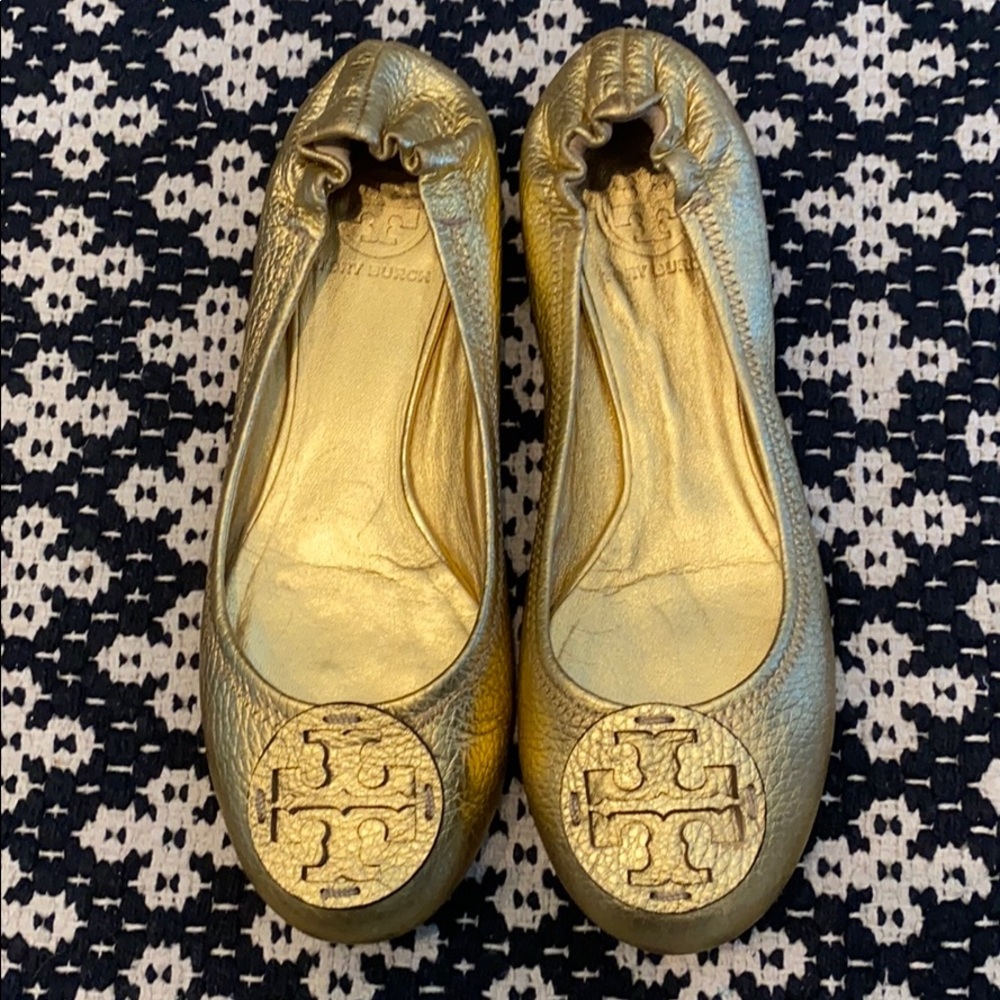 Gold Tory Burch Flats